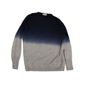 Pure Collection Cashmere Ombre Crewneck Blue Gray Sweater Sz 6